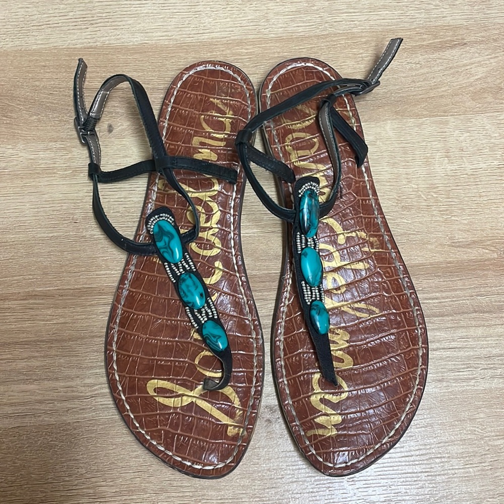 Sam Edelman Size 11 turquoise and silver beaded sandals